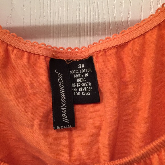 Plus size 3X orange shirt with flower designs - Picture 2 of 2