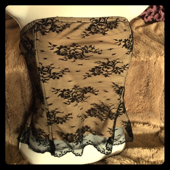 LIMITED Black Lace Stretch Bustier Style Top - S