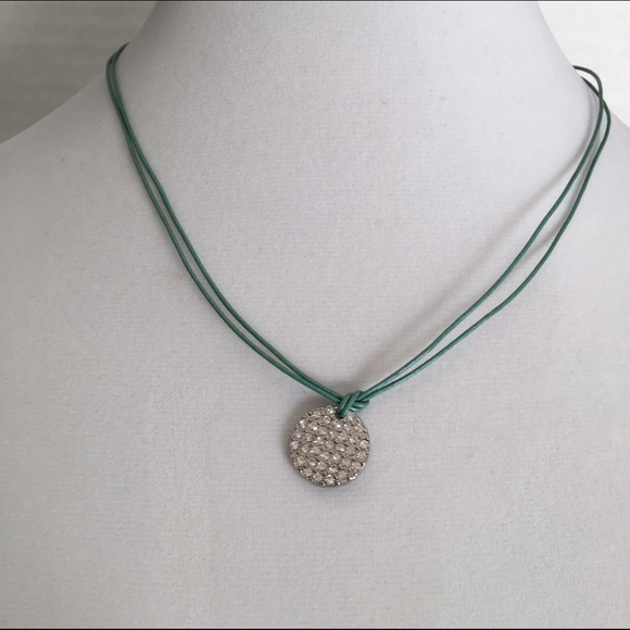 NWT Silver pavé disc necklace 💝 - Picture 2 of 4