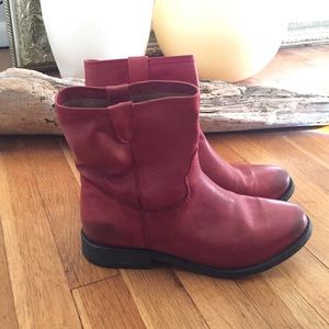 Joelle by Target, red leather booties.