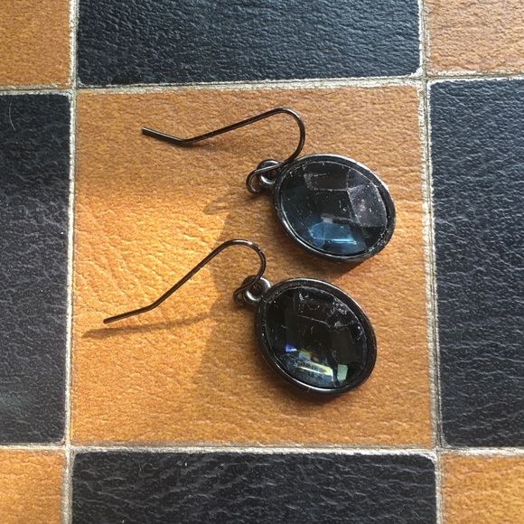 Blue Black oval Drop earrings