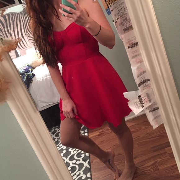 Red Zipper-back skater dress - Picture 3 of 3