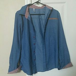 Shirt Collar Long Sleeve Denim Shirt