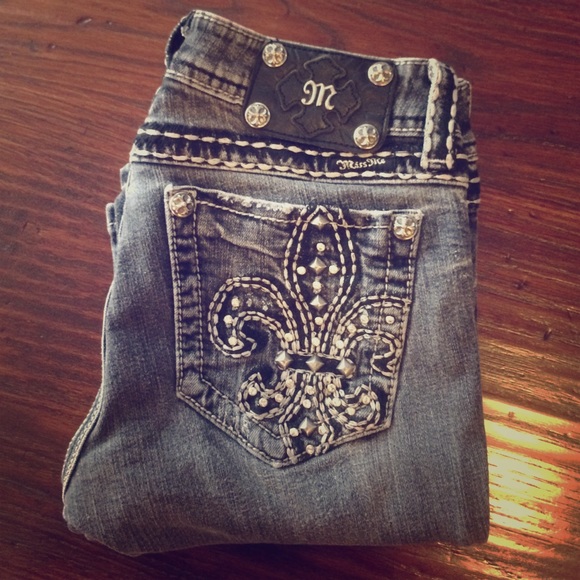 Grey Miss Me Jeans with Rhinstone/Stud Detail