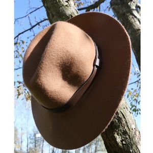 H&M Wide Brim Wool/Felt Fedora in Camel Brown