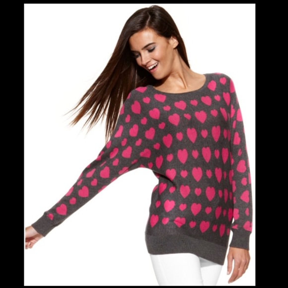 INC sweater with pink hearts
