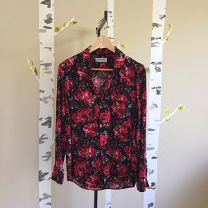 American Apparel Rose Print Button Down
