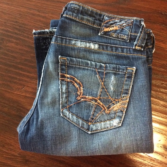 Dark Wash Jeans with Gold Stitching Detail