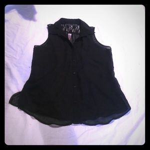 See-Through Sleeveless Button-Up