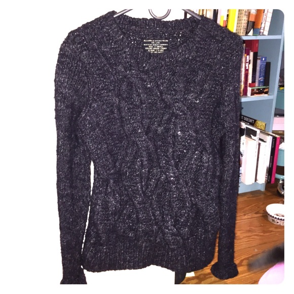 All saints spitalfields grey cable knit sweater