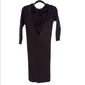 Zara Open Back Tie Midi Ribbed Dress