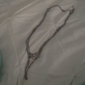 Silver necklace with multicolored beads