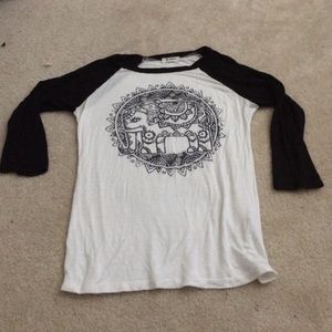 Black and white baseball tee