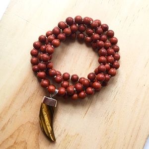 Howlite gemstone long beaded necklace