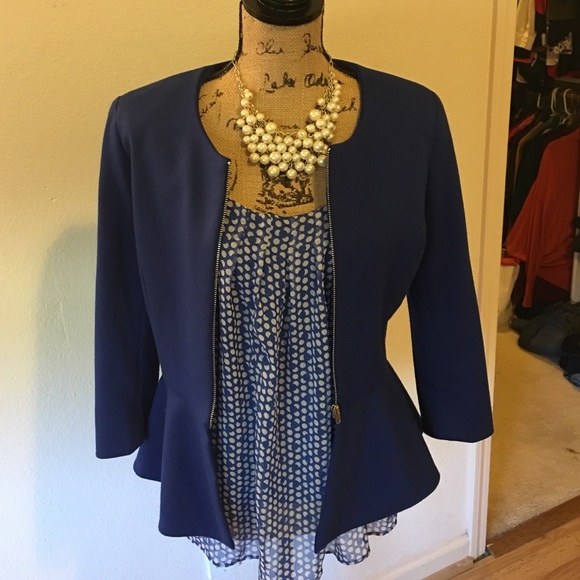 Peplum jacket with dressy sleeveless top