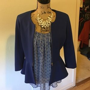 Peplum jacket with dressy sleeveless top