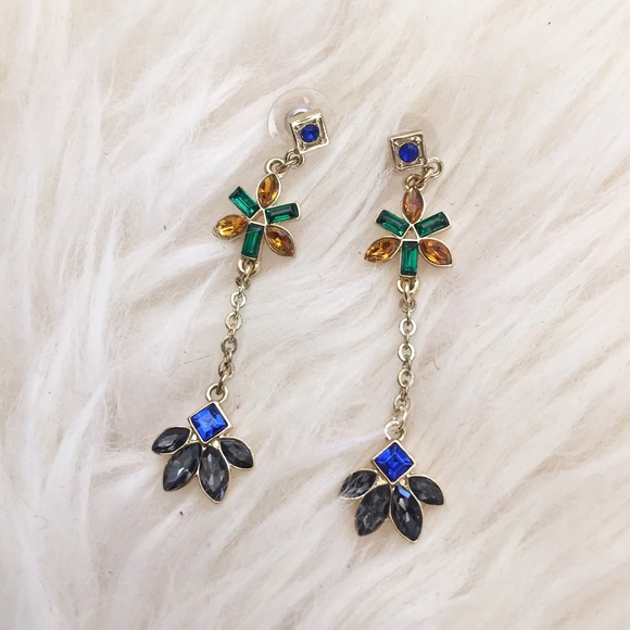 New! Multicolored Stone Petal Drop Earrings