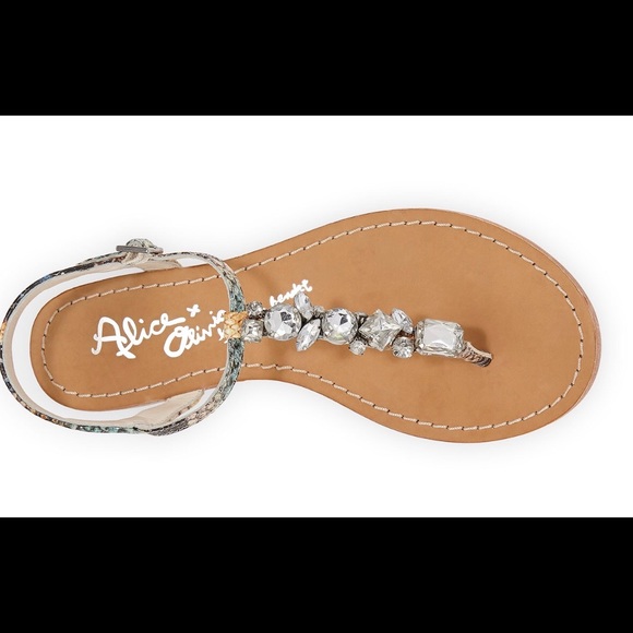 Alice and Olivia Sandal snake skin & crystals 39.5