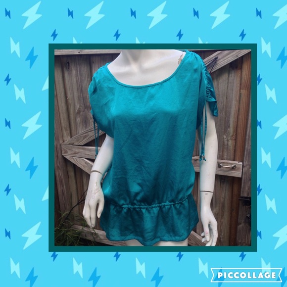 Michael Kors Silky Aqua Peplum Top Large