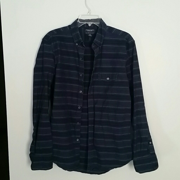 American Eagle Outfitters Other - AEO Navy Blue Striped Button Up