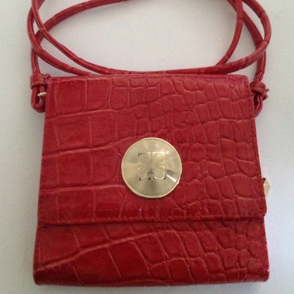 Liz Claiborne Red Faux Crocodile CrossBody Wallet
