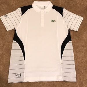 Men's black and white Lacoste polo. Size 6.
