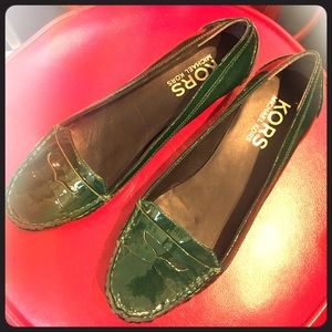 Michael Kors, green, patent leather penny loafers