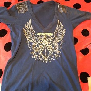 Like new affliction rhinestone tee
