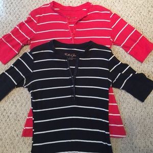 Set of Two Striped 3/4 Sleeve Shirts!