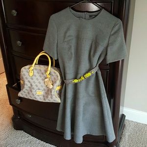 Zara dress with sparkly belt and Guess bag