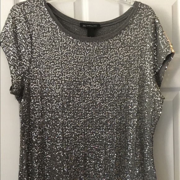 Grey INC Top with Silver Sequins