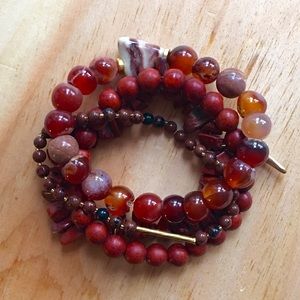 Gemstone stretchy beaded bracelet stack