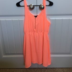 Coral dress with gold zipper