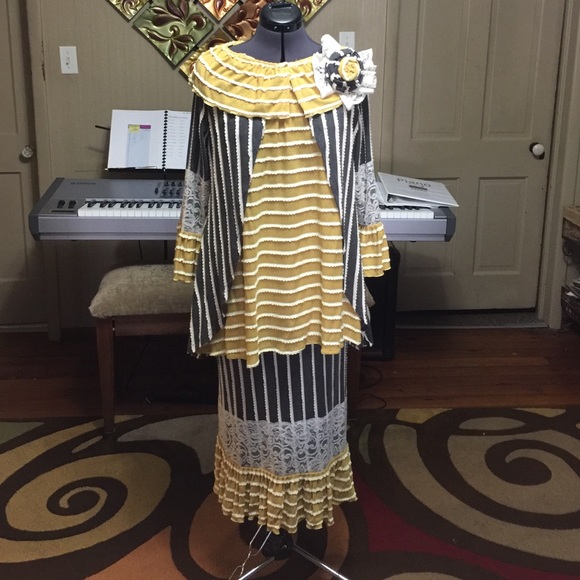 custom made Other - Custom one of kind gray, yellow and white outfit.