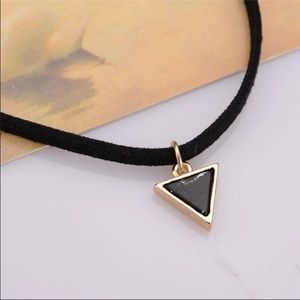 Velvet Suede Choker (Black Pendant)