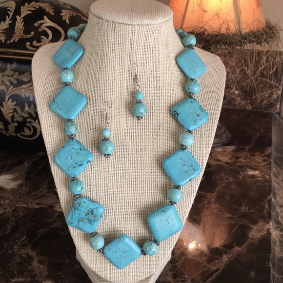 Jade necklace and earrings.