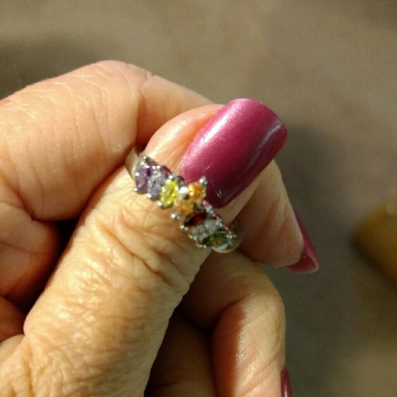 .925 STERLING SILVER GEMSTONE RING SZ 7 - Picture 2 of 2