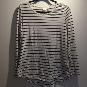 White and black striped long sleeve shirt size L