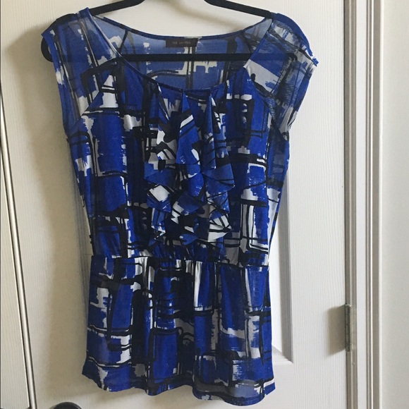 The Limited blue/black sheer top - Picture 1 of 2