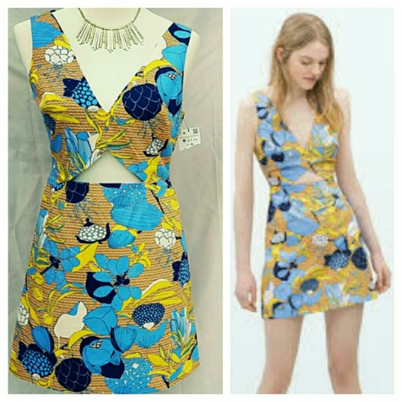 Zara Cut-Out Printed Dress - Picture 2 of 4