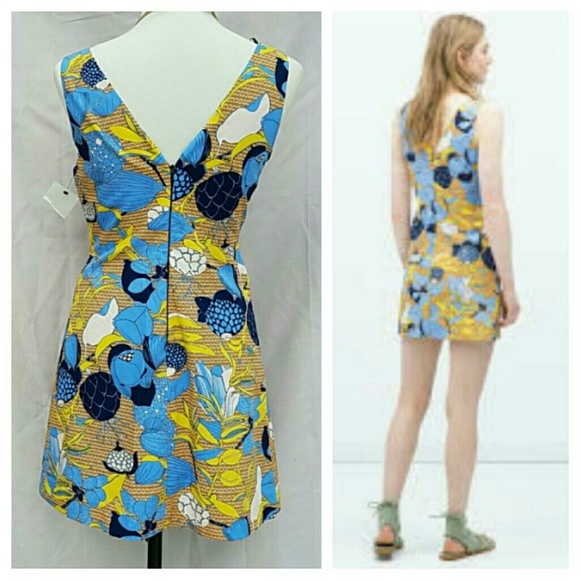 Zara Cut-Out Printed Dress - Picture 3 of 4