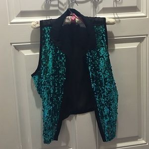 Sleeveless sheer glitter blouse