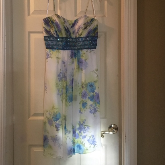 Beaded spaghetti strap cocktail dress
