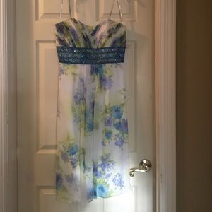 Beaded spaghetti strap cocktail dress