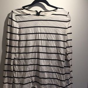 Loft black&white striped shirt with zipper detail