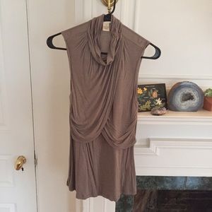 Taupe mock turtleneck tank