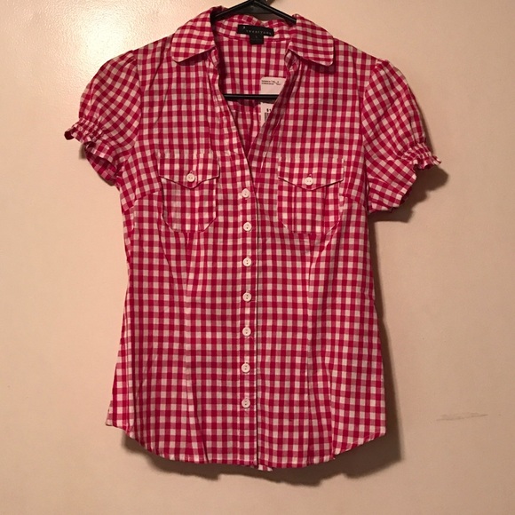 Red and white gingham blouse