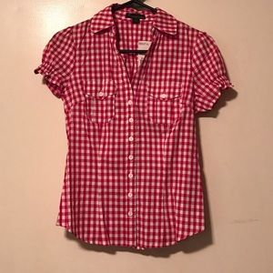 Red and white gingham blouse