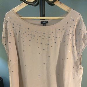 Stunning silk top with gray rhinestones