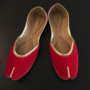 Zebidah Red Velvet Flats - Brand New!!